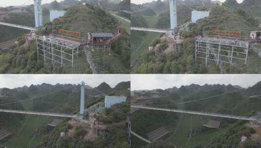 4K贵州六盘水梅花山吊桥玻璃栈道高空吊桥高清在线视频素材下载