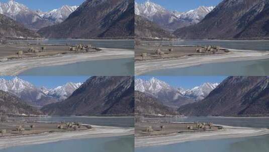 西藏然乌湖雪山湖泊航拍709高清在线视频素材下载