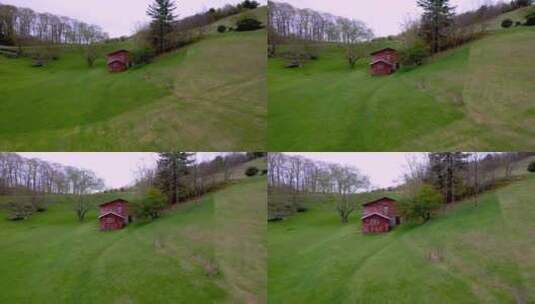 农场的红色小屋高清在线视频素材下载