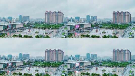 五一小长假郑州火车站西广场人流延时摄影高清在线视频素材下载