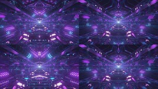 复杂的科幻结构紫色隧道VJ循环高清在线视频素材下载