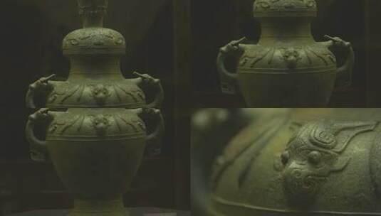 h博物馆内青铜器高清在线视频素材下载