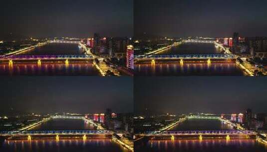 航拍湖北襄阳汉江大桥高清在线视频素材下载