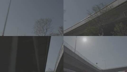 汽车行驶横穿仰拍高架桥道路慢镜头高清在线视频素材下载