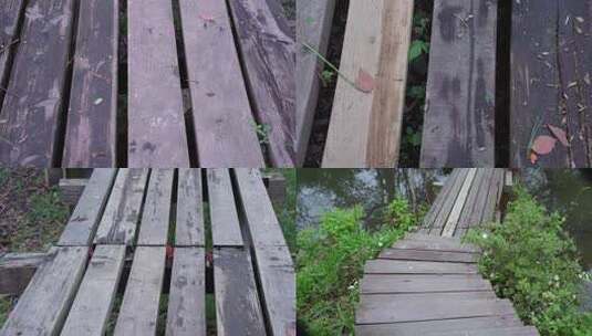实拍4k高清杭州西溪湿地阴天木桥空镜转场高清在线视频素材下载