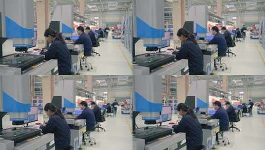 工厂工人上班操作电脑高清在线视频素材下载