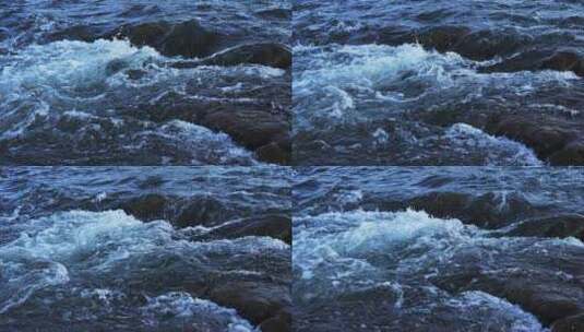波涛汹涌的水流溪流特写慢镜头高清在线视频素材下载