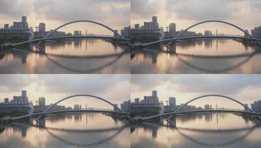 广州海心桥日出延时摄影高清在线视频素材下载