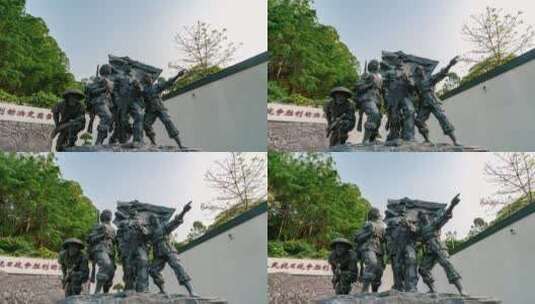 【4K超清】惠州东江纵队纪念馆门口雕像高清在线视频素材下载