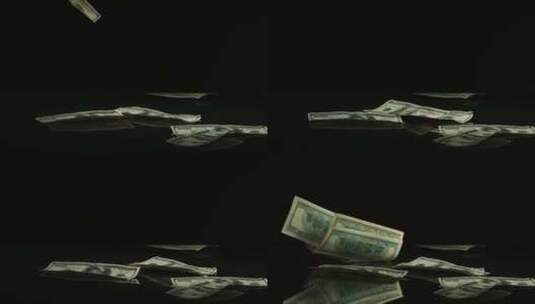 一百美元的钞票落在反光面上高清在线视频素材下载