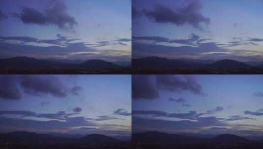 山峰夜幕降临延时天空蓝色晚霞自然风光风景高清在线视频素材下载