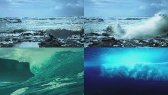 震撼海浪冲击礁石冲向屏幕高清在线视频素材下载