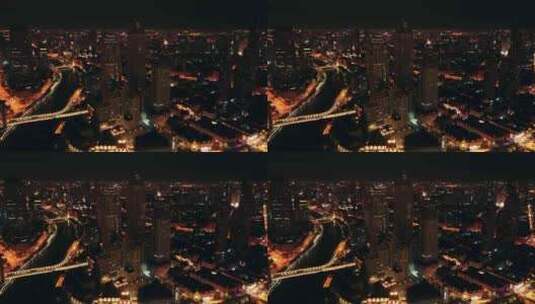 4K天津市津湾广场航拍夜景高清在线视频素材下载