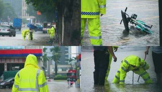 城市市政排水系统 消防抢险 消防员高清在线视频素材下载