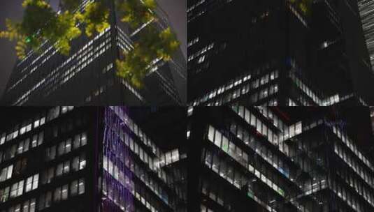 城市夜景高楼加班高清在线视频素材下载
