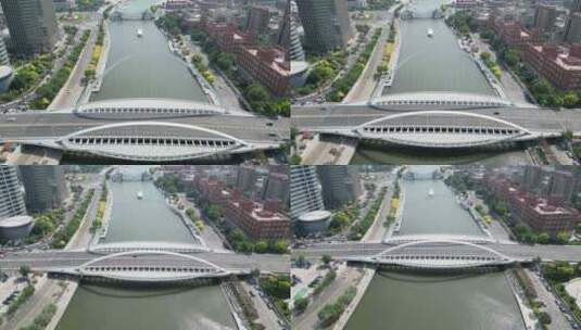 航拍天津大沽桥高清在线视频素材下载