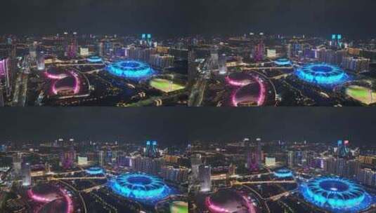 杭州杭州奥体最新夜景亮灯素材高清在线视频素材下载