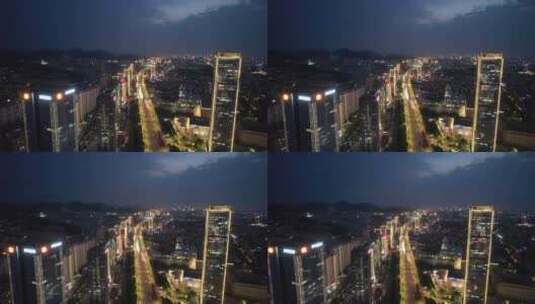 济南城市夜幕降临夜景灯光航拍高清在线视频素材下载