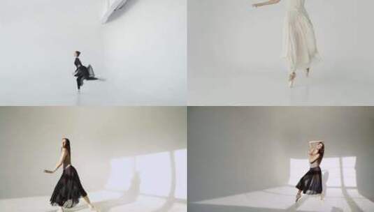【合集】黑白衣服排练表演古典芭蕾舞裙高清在线视频素材下载