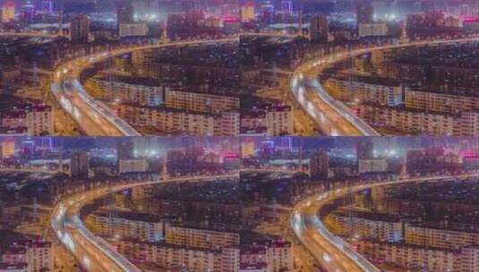 郑州城市夜景交通延时摄影高清在线视频素材下载
