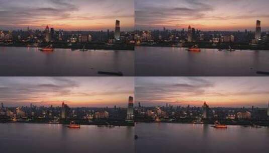 4K武汉城市晚霞航拍视频高清在线视频素材下载