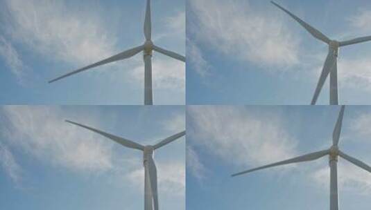 农村稻田里的风力发电机高清在线视频素材下载