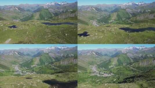 法国阿尔卑斯山的山湖Lac Potron和Lac Guichard-天线高清在线视频素材下载