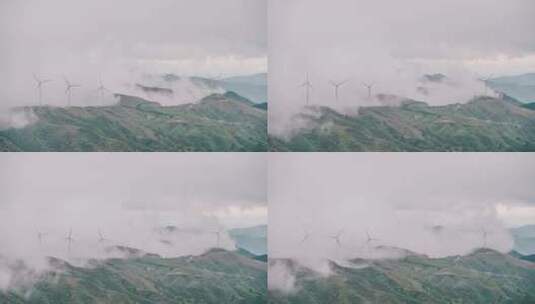桂林资源县风机与云雾延时摄影高清在线视频素材下载