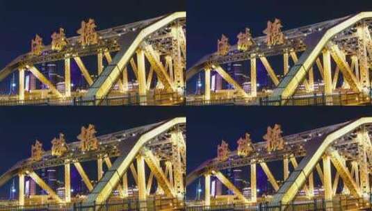 广州珠江夜景 海珠桥 老城区 延时高清在线视频素材下载