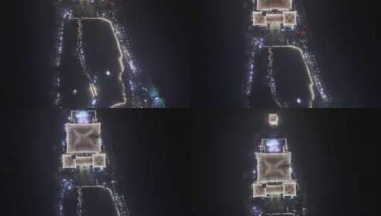 航拍上海浦江之首夜景灯光秀高清在线视频素材下载
