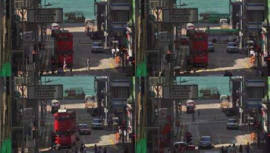 香港叮叮车车流行人街景高清在线视频素材下载