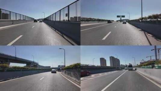 汽车行驶在城市道路第一视角高清在线视频素材下载