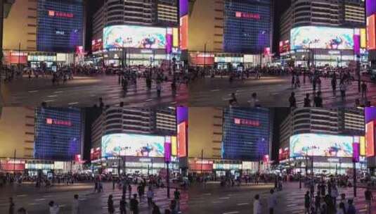 湖南省长沙市的夜晚，人山人海高清在线视频素材下载