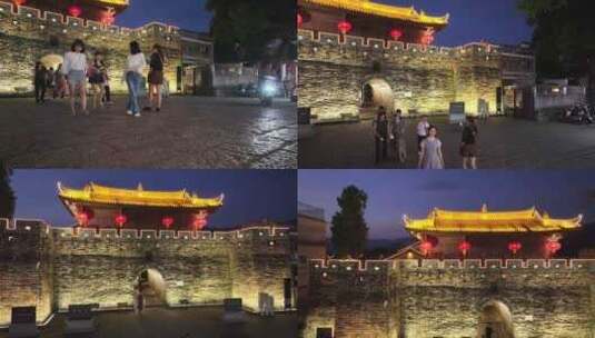 深圳大鹏所城夜景航拍高清在线视频素材下载