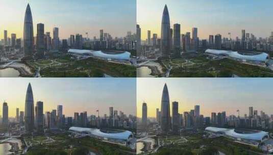 航拍深圳湾地标天际线商业地产高楼街景高清在线视频素材下载