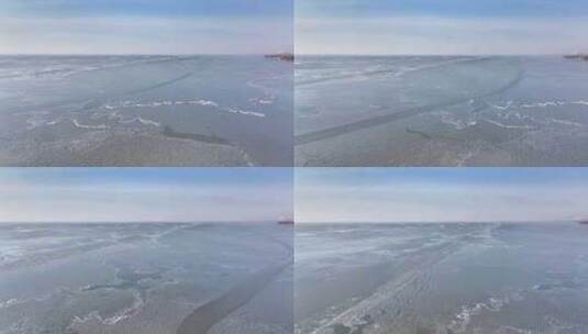 航拍高邮湖结冰高清在线视频素材下载