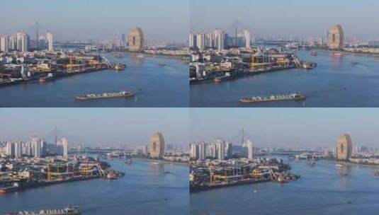 广州圆东沙桥航拍高清在线视频素材下载