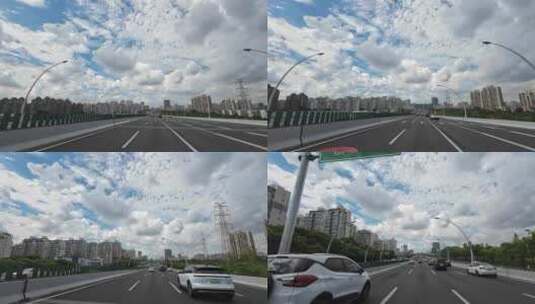 城市穿梭上海高架第一视角路跑高清在线视频素材下载