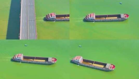 赣江上面的游船游轮船只船舶航拍自然风景风高清在线视频素材下载