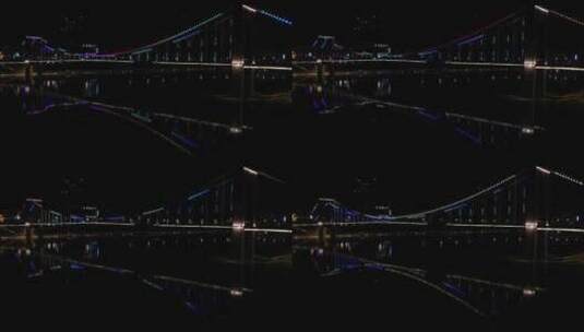 城市夜景 吊桥夜景 大桥灯光秀 4781高清在线视频素材下载