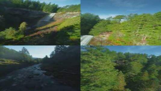 用FPV无人机拍摄布兰迪温瀑布的不寻常鸟高清在线视频素材下载