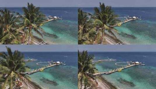 印尼巴厘岛佩尼达岛码头轮船海滨风光航拍高清在线视频素材下载