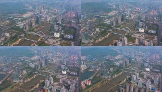 4K航拍广州南沙自贸区城区5高清在线视频素材下载