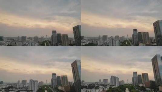 夕阳下的城市杭州下沙高清在线视频素材下载