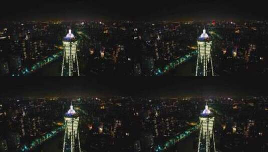 杭州市区西湖文化广场夜景视频素材高清在线视频素材下载