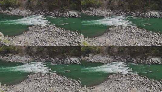 江流水花河滩绿水峡谷河流高清在线视频素材下载