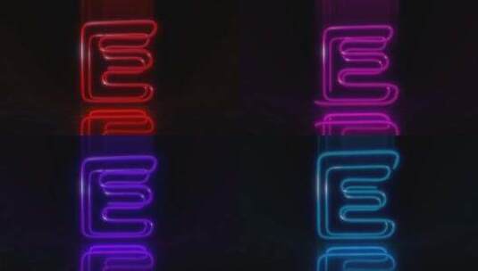 彩色霓虹灯字母E循环动画。高清在线视频素材下载