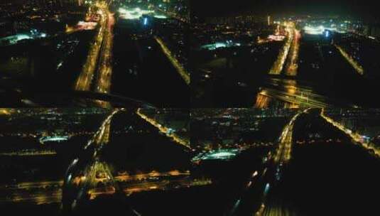 杭州下沙立交桥绕城高速夜景视频素材高清在线视频素材下载