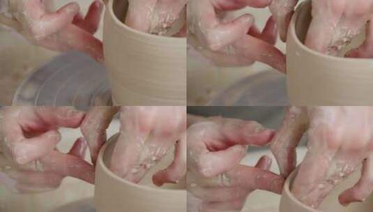 一个人正在用手制作陶器陶器正在形成过程中高清在线视频素材下载