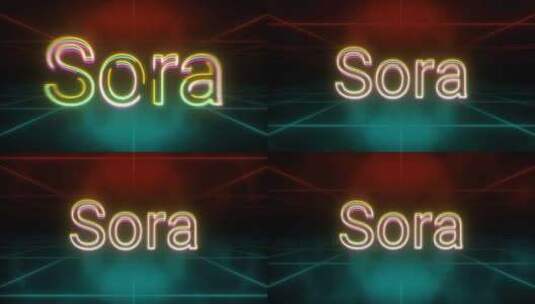 Sora霓虹灯标志概念、机器人与人工智能高清在线视频素材下载